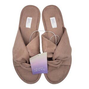 Womens Stars Above Brown Aurora Slippers Faux Suede Twist Tie Top Size 9